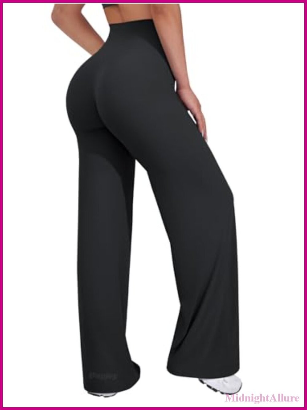 Wide Leg Leggings High Rise Nylon Spandex Moisture Wicking Active Pants